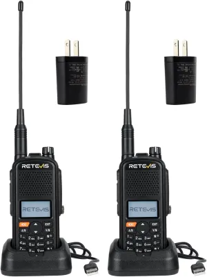 Retevis A1 Ham Radio, 2 Way Radio Long Range, IP67 Waterproof, 2200mAh, NOAA, USB-C Charing, Dual Band Handheld Radio for Outdoor Adventures,Emergencies(2 Packs)