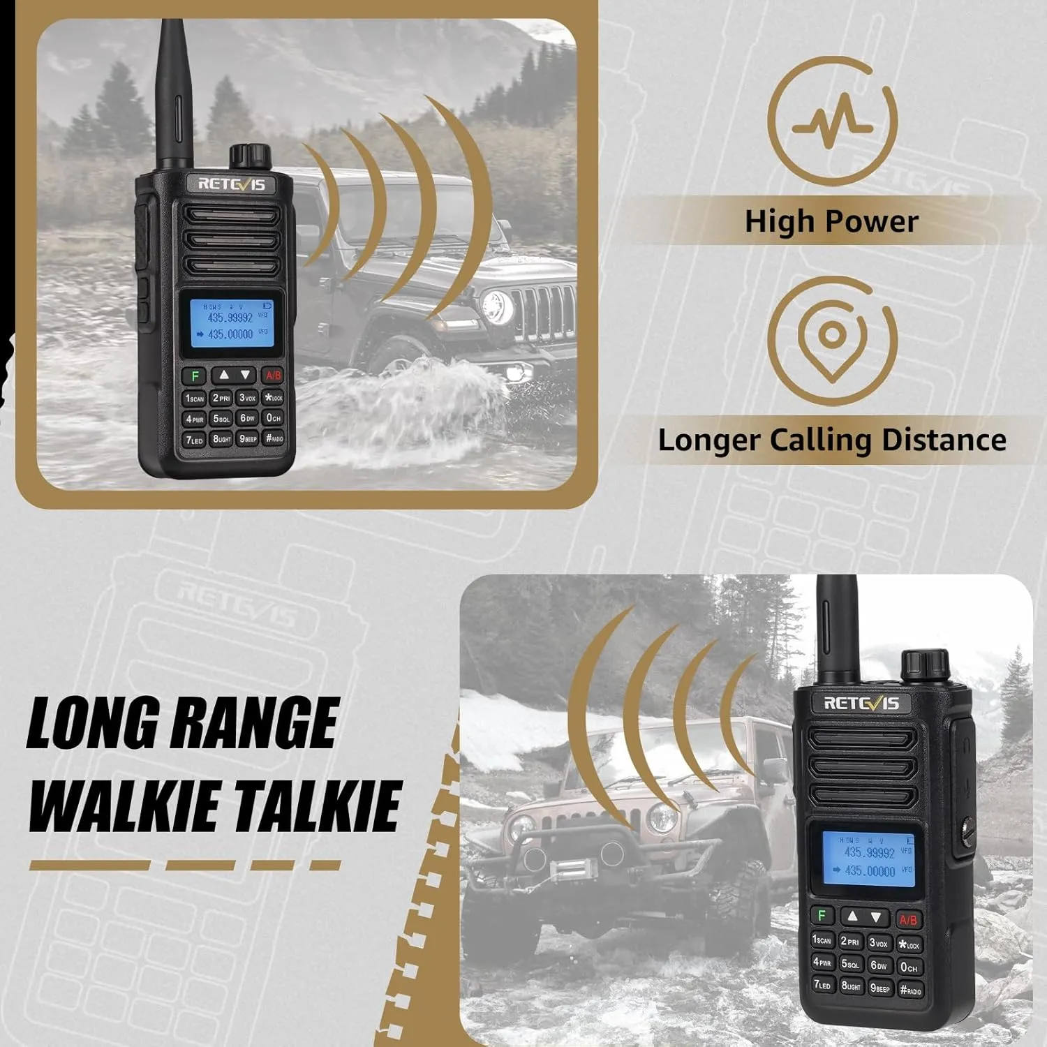Retevis RA89 Ham Radio Long Range, 10W Dual Band Radio with Speaker Mic, Chirp Compatible, IP68 Waterproof, Dual Band Ham Radio Handheld with 2500mAh USB-C Rechargeable Battery