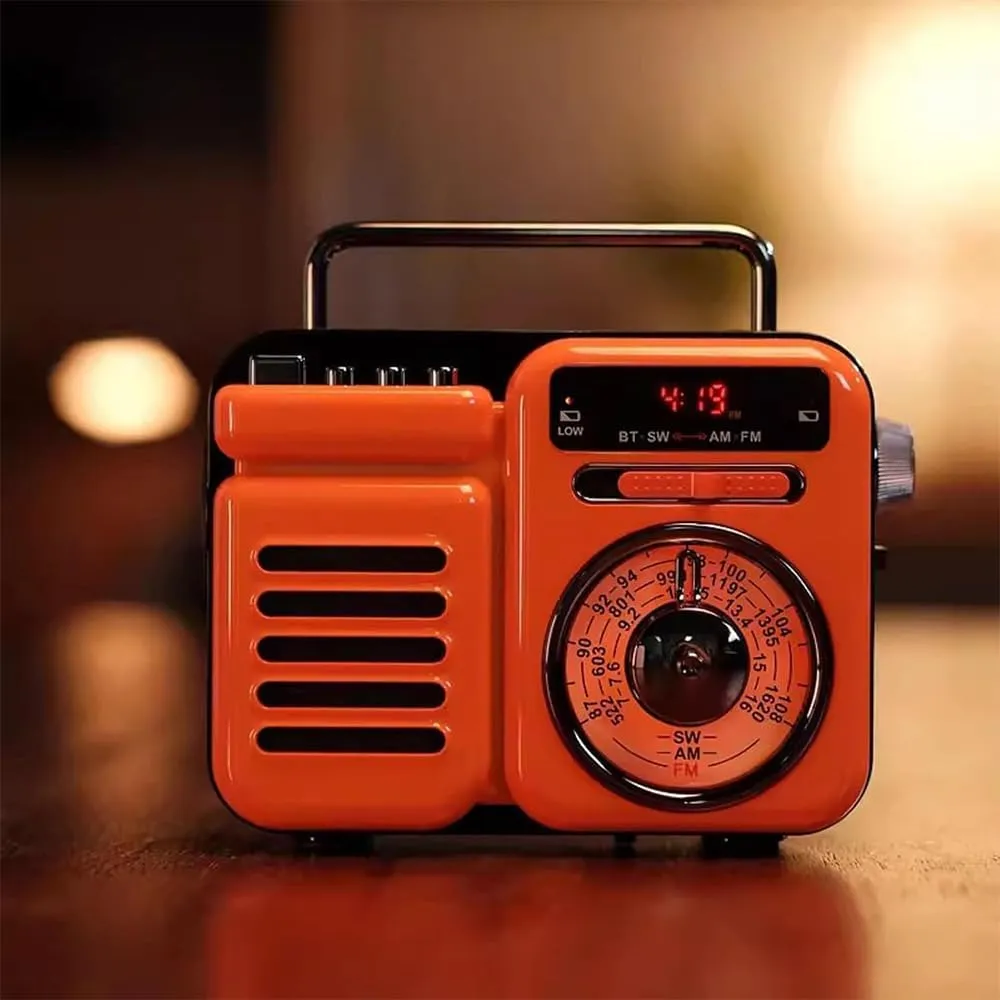 Retrowave 7-in-1 Radio, 2025 Emergency & Camping Essential w/AM/FM/SW   Bluetooth/TF/Aux | SOS Alarm & LED Flashlight | Solar/Crank/Battery Power (Black)