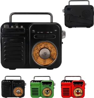 Retrowave 7-in-1 Radio, 2025 Emergency & Camping Essential w/AM/FM/SW   Bluetooth/TF/Aux | SOS Alarm & LED Flashlight | Solar/Crank/Battery Power (Black)