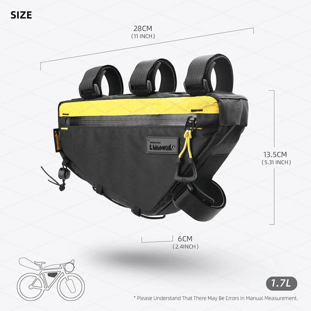 Rhinowalk Bicycle Front Frame Bag Bike Under Top Tube Triangle Bag Lightweight 1.7L Cycling Accessories Nylon Pack Pouch for Mountain Road Bike