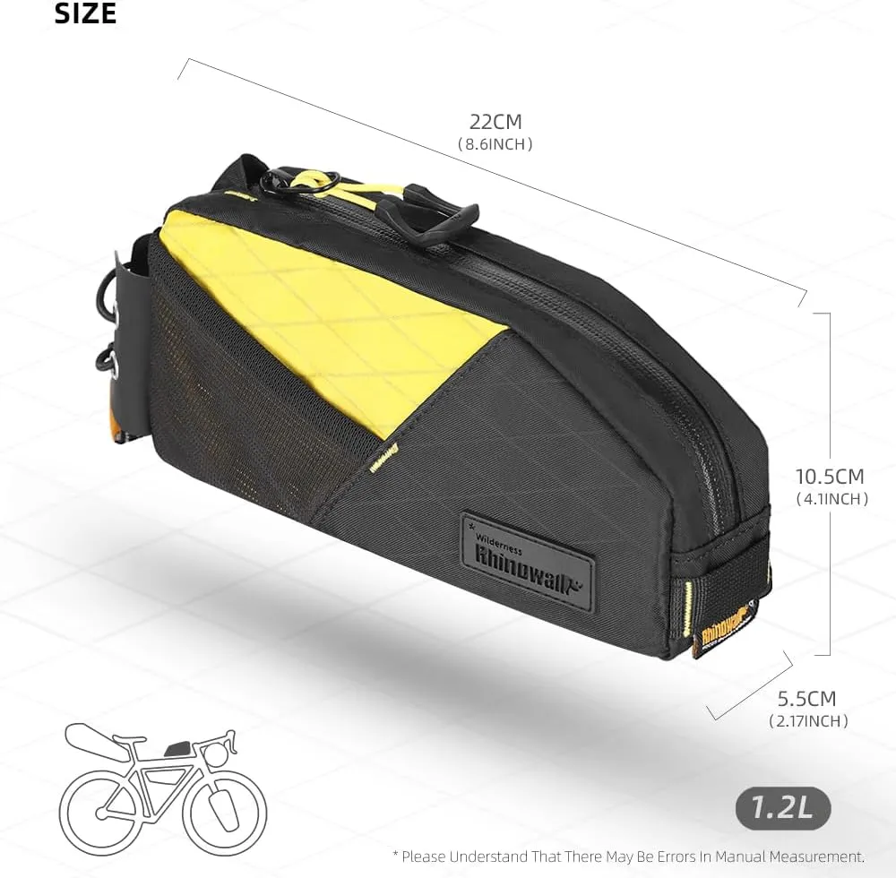Rhinowalk Bicycle Top Tube Bag Bike Front Frame Bag Waterproof Extra Long Cycling Accessories Upper Pipe Nylon Pouch Pack for Mountain Road Bike