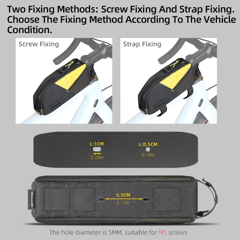 Rhinowalk Bicycle Top Tube Bag Bike Front Frame Bag Waterproof Extra Long Cycling Accessories Upper Pipe Nylon Pouch Pack for Mountain Road Bike