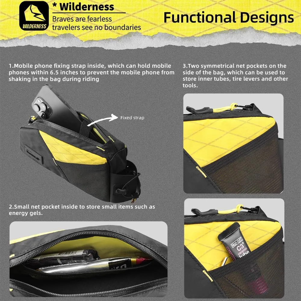 Rhinowalk Bicycle Top Tube Bag Bike Front Frame Bag Waterproof Extra Long Cycling Accessories Upper Pipe Nylon Pouch Pack for Mountain Road Bike