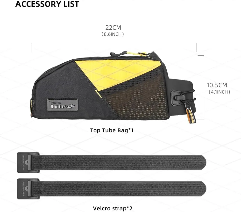 Rhinowalk Bicycle Top Tube Bag Bike Front Frame Bag Waterproof Extra Long Cycling Accessories Upper Pipe Nylon Pouch Pack for Mountain Road Bike