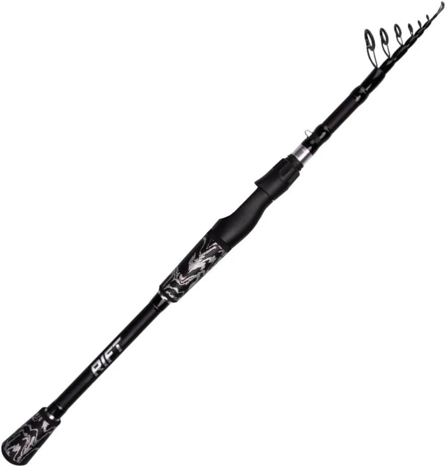 RIFT Venture Telescopic Fishing Rods, Carbon Fiber Rod, Durable Solid Carbon Tip, Fuji Guides, Rubber Grips, Floating Guides, Spinning Casting Travel Rod