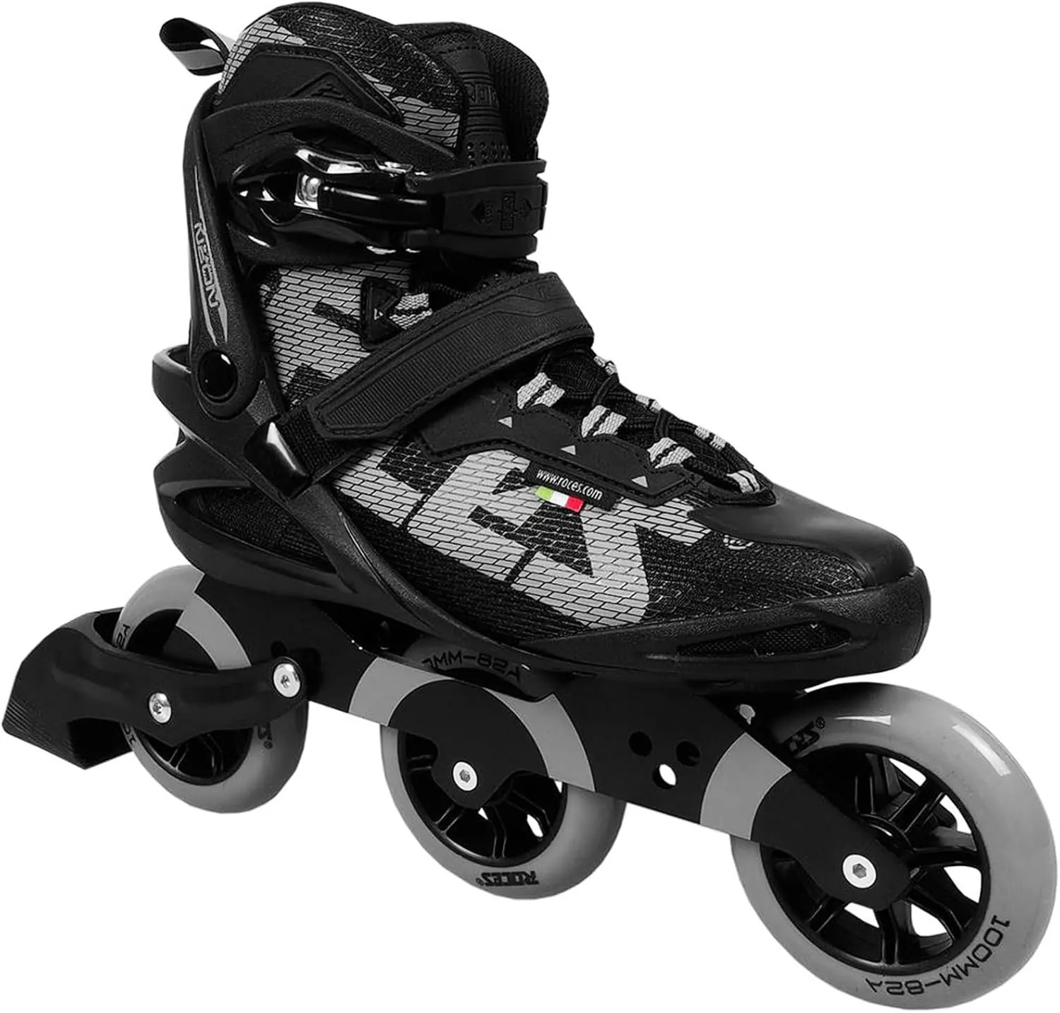 Roces Men's Neon TIF Lightweight Breathable Adjustable Fitness Training Outdoor 3 Wheel Inline Racing Skates with Easy Entry System & Secure Closure, Supplied with Brake