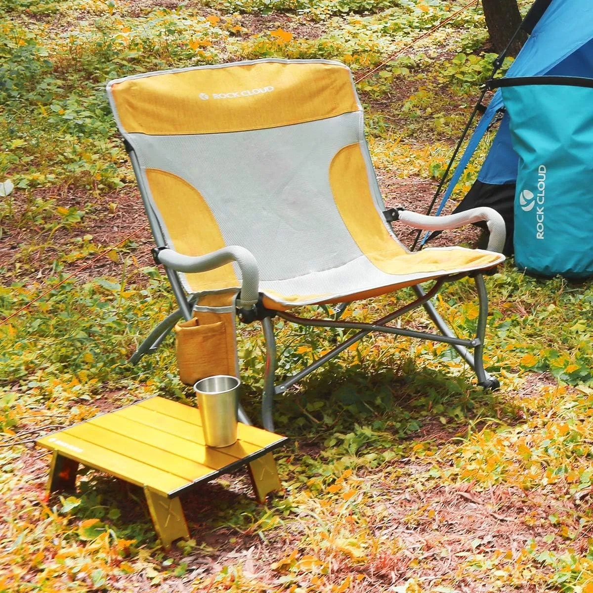 Rock Cloud Portable Beach Table Aluminum Ultralight Folding Camping Table, Yellow