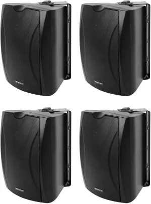 Rockville (4) WET-6B 70V 6.5" IP55 Commercial Indoor/Outdoor Wall Speaker - Black