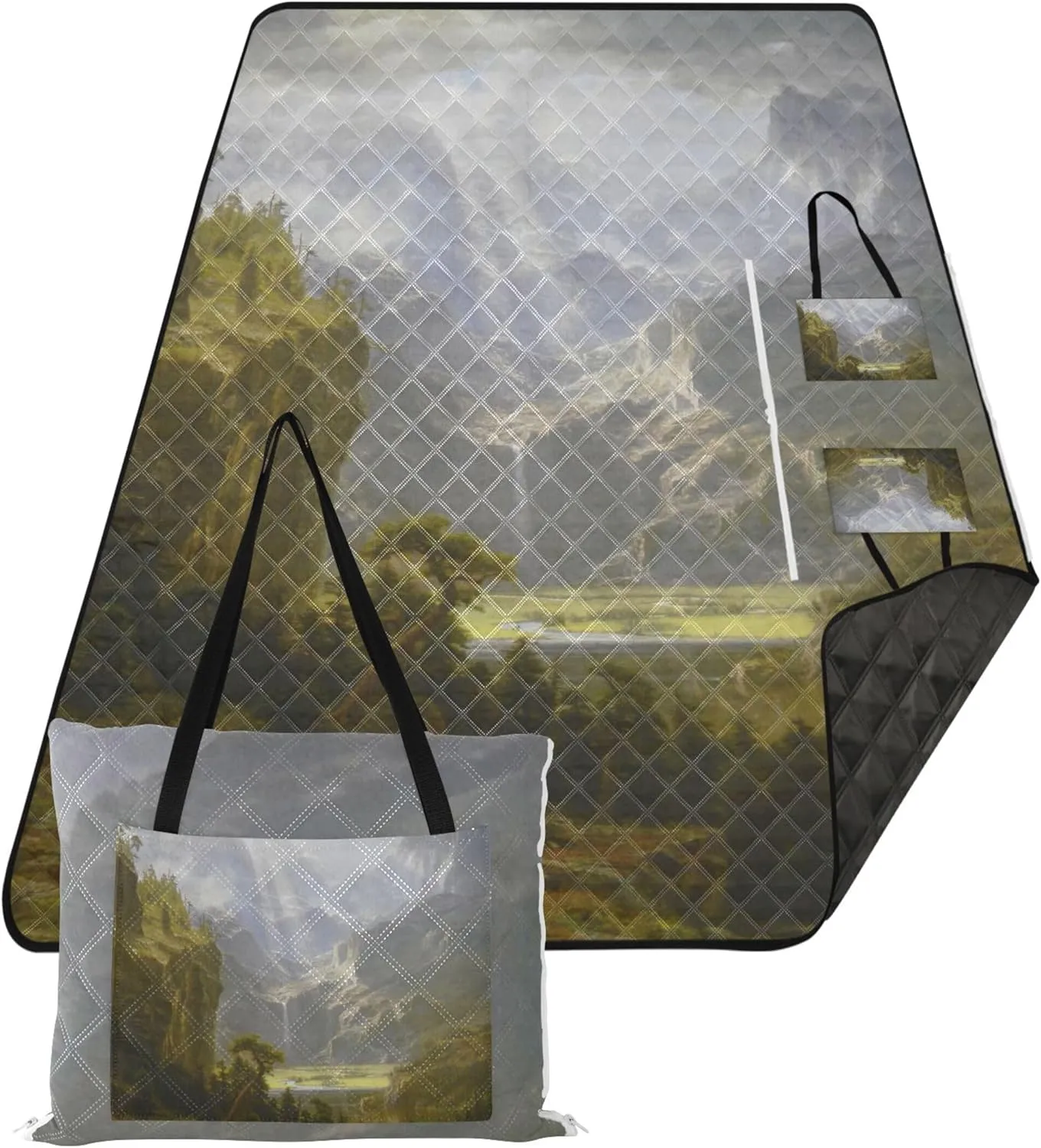 Rocky Mountains Peak Albert Bierstadt Sand Blankets for Beach Sandproof Picnic Supplies Foldable Mat Outdoor Blanket for Grass 80" x 60"