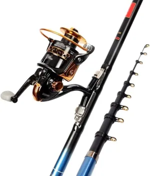 Rod kit Carbon Fiber Telescopic Fishing Pole and Reel Combo Tackle Hooks Reel Carrier Bag for Adults Travel Saltwater Freshwater