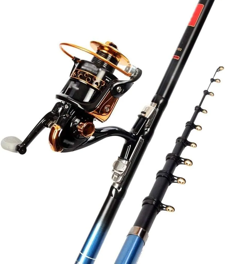 Rod kit Carbon Fiber Telescopic Fishing Pole and Reel Combo Tackle Hooks Reel Carrier Bag for Adults Travel Saltwater Freshwater