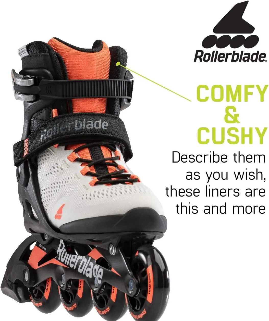 Rollerblade Macroblade 80 Women's Adult Fitness Inline Skate, Grey and Coral, Performance Inline Skates