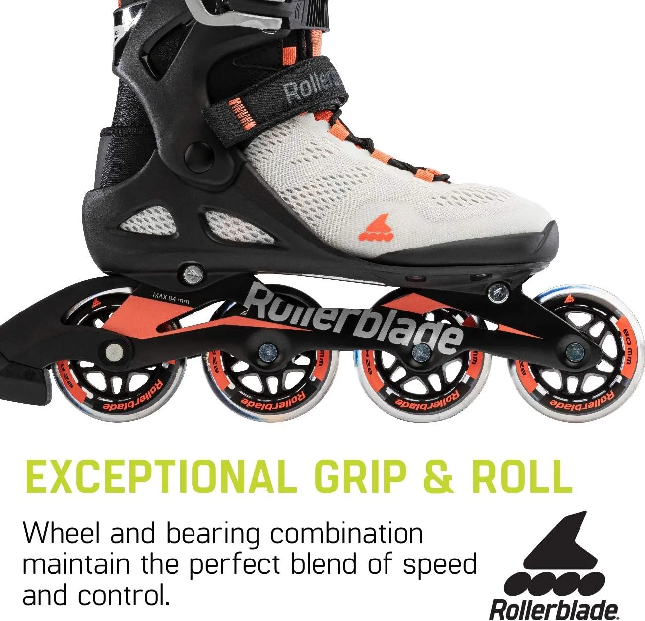 Rollerblade Macroblade 80 Women's Adult Fitness Inline Skate, Grey and Coral, Performance Inline Skates