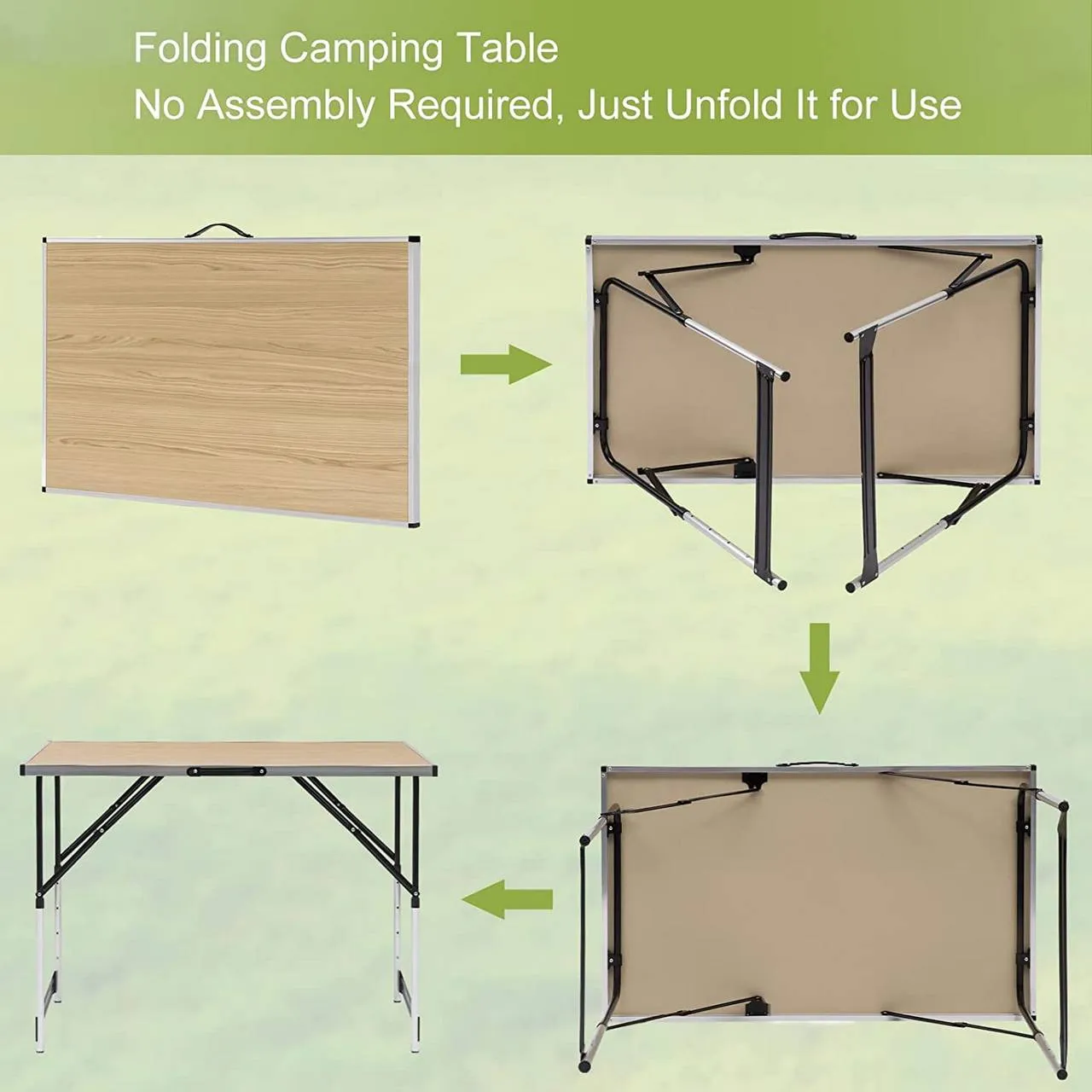 Rootz Adjustable Folding Camping Table - Portable Picnic Table - Compact Outdoor Table - Aluminum Frame - 60cm x 73/80/86.5/94cm