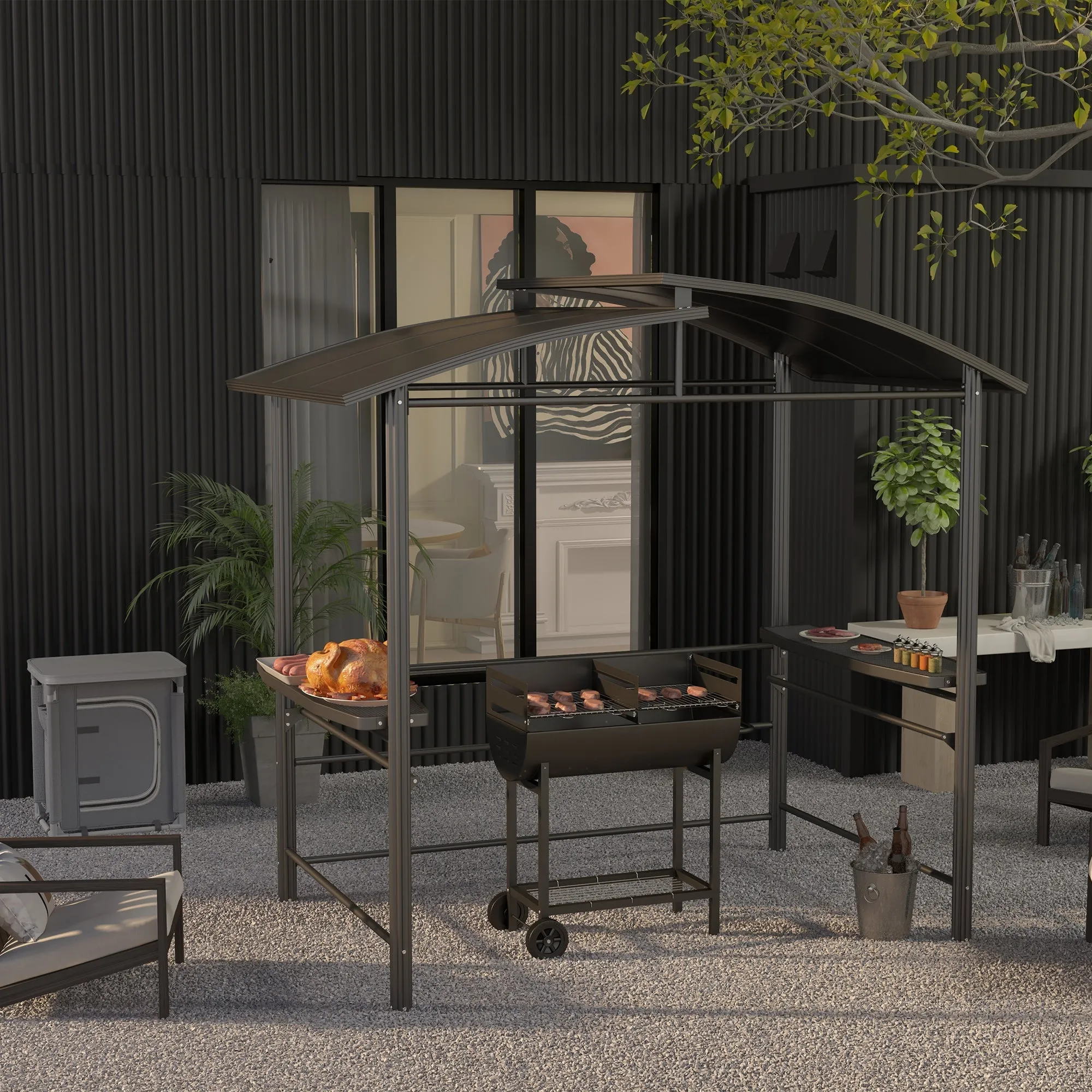 Rootz Camping Kitchen Cabinet - Foldable Cook Station - Portable Camping Table - Easy Transport - 60cm x 49cm x 70cm
