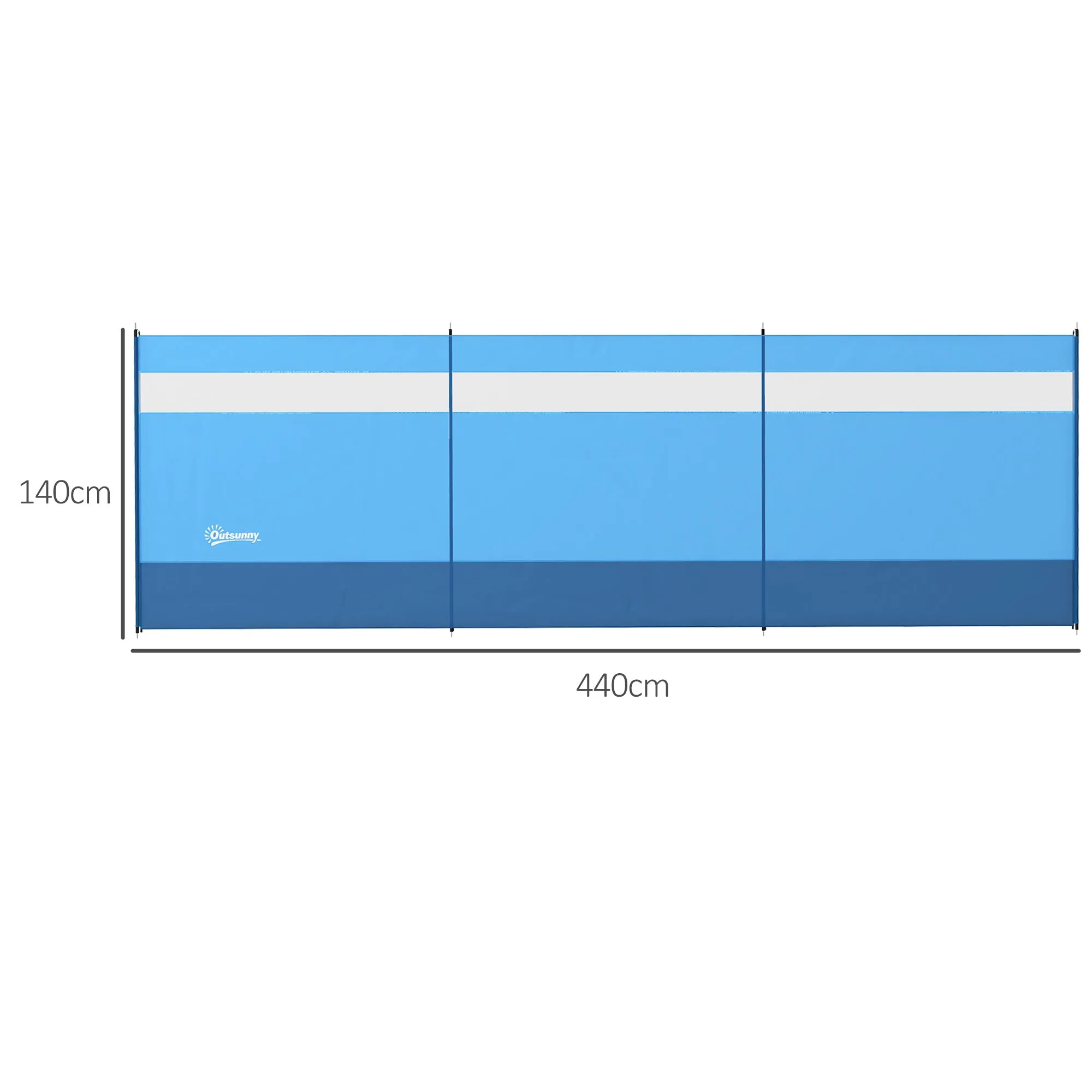 Rootz Mobile Foldable Camping Windbreak - Privacy Screen - Wind Protection - Easy Setup - 440cm x 140cm - Includes Carry Bag & Steel Poles