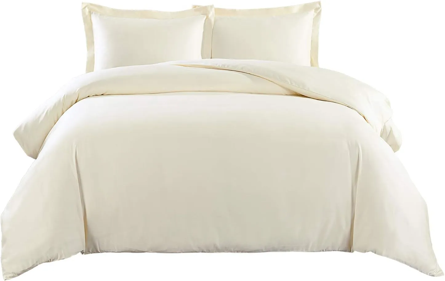 Royal Tradition Solid 650 Thread Count Cotton Blend Full/Queen Duvet Cover Set (Ivory) Includes: 1-Duvet/Comforter Cover and 2-Pillow Shams