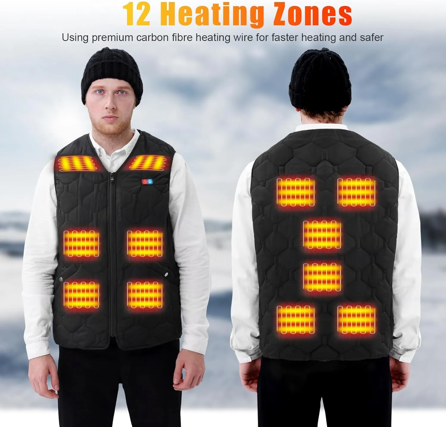 Rrtizan Heated Vest for Men Women,Lightweight Heating Vest with Battery Pack for Winter Outdoor Hunting Skiing