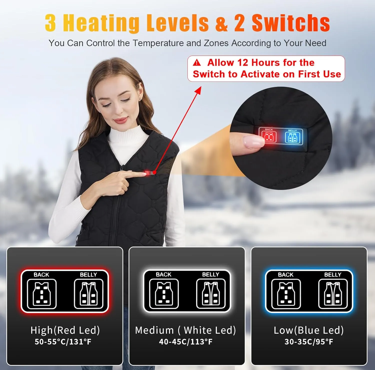 Rrtizan Heated Vest for Men Women,Lightweight Heating Vest with Battery Pack for Winter Outdoor Hunting Skiing