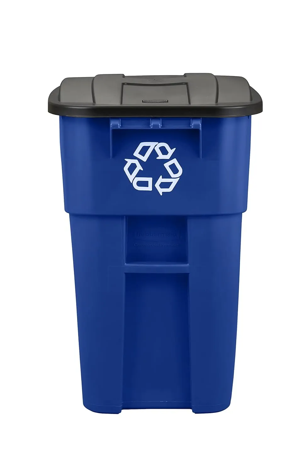 Rubbermaid Commercial Products BRUTE Rollout Heavy-Duty Wheeled Recycling Can/Bin, 50-Gallon, Blue Recycling, for Restaurants/Hospitals/Offices/Warehouses/Garage, Pack of 2