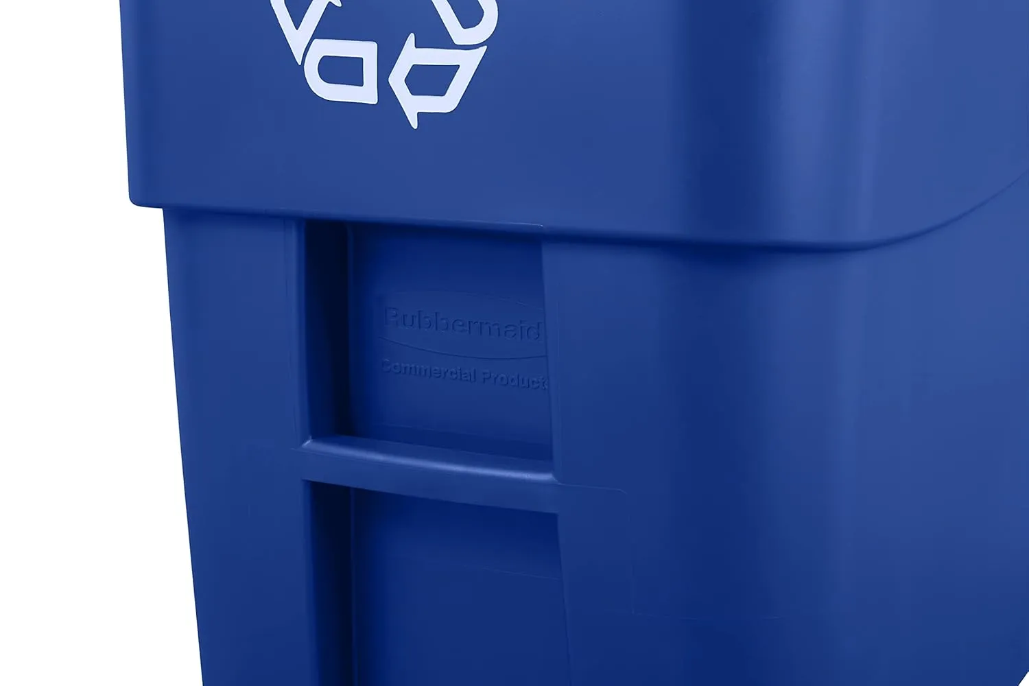 Rubbermaid Commercial Products BRUTE Rollout Heavy-Duty Wheeled Recycling Can/Bin, 50-Gallon, Blue Recycling, for Restaurants/Hospitals/Offices/Warehouses/Garage, Pack of 2