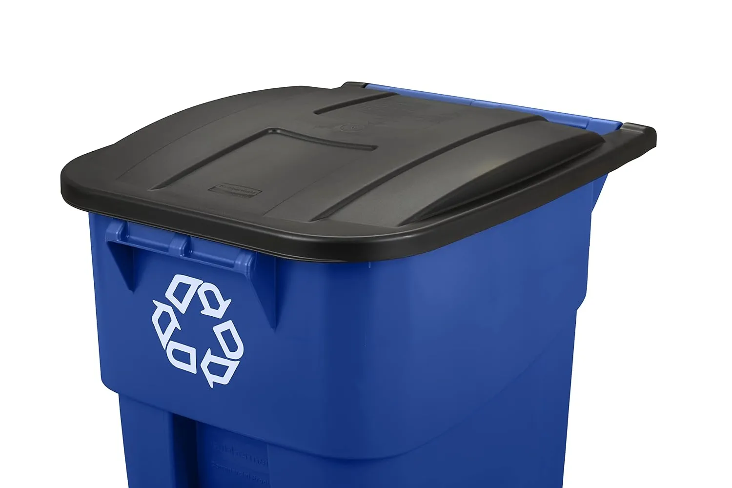 Rubbermaid Commercial Products BRUTE Rollout Heavy-Duty Wheeled Recycling Can/Bin, 50-Gallon, Blue Recycling, for Restaurants/Hospitals/Offices/Warehouses/Garage, Pack of 2