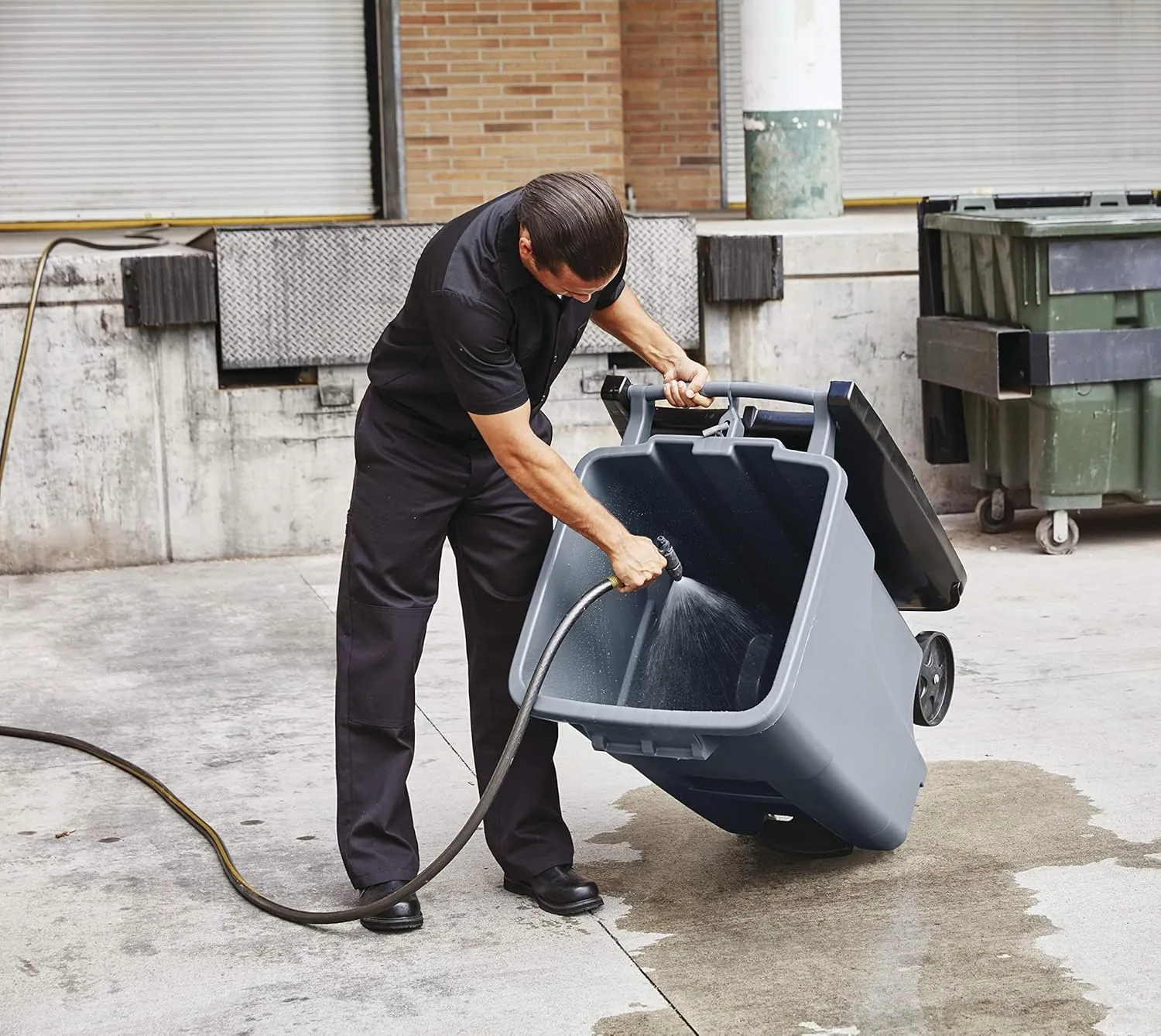 Rubbermaid Commercial Products Brute Rollout Trash/Garbage Can/Bin with Wheels, 50 GAL, for Restaurants/Hospitals/Offices/Back of House/Warehouses/Home, Gray