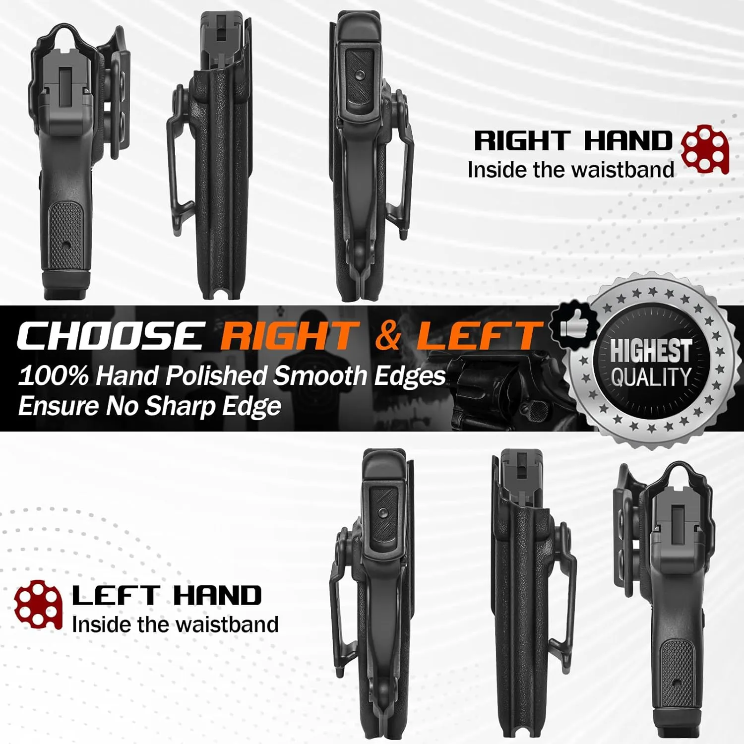 Ruger LCP 380 Holster IWB KYDEX Holster Fit: Ruger LCP 380 Pistol – Inside Waistband Concealed Carry – Adjustable Cant & 'Posi-Click' Retention – No Wear - No Jitter - US Made by Amberide