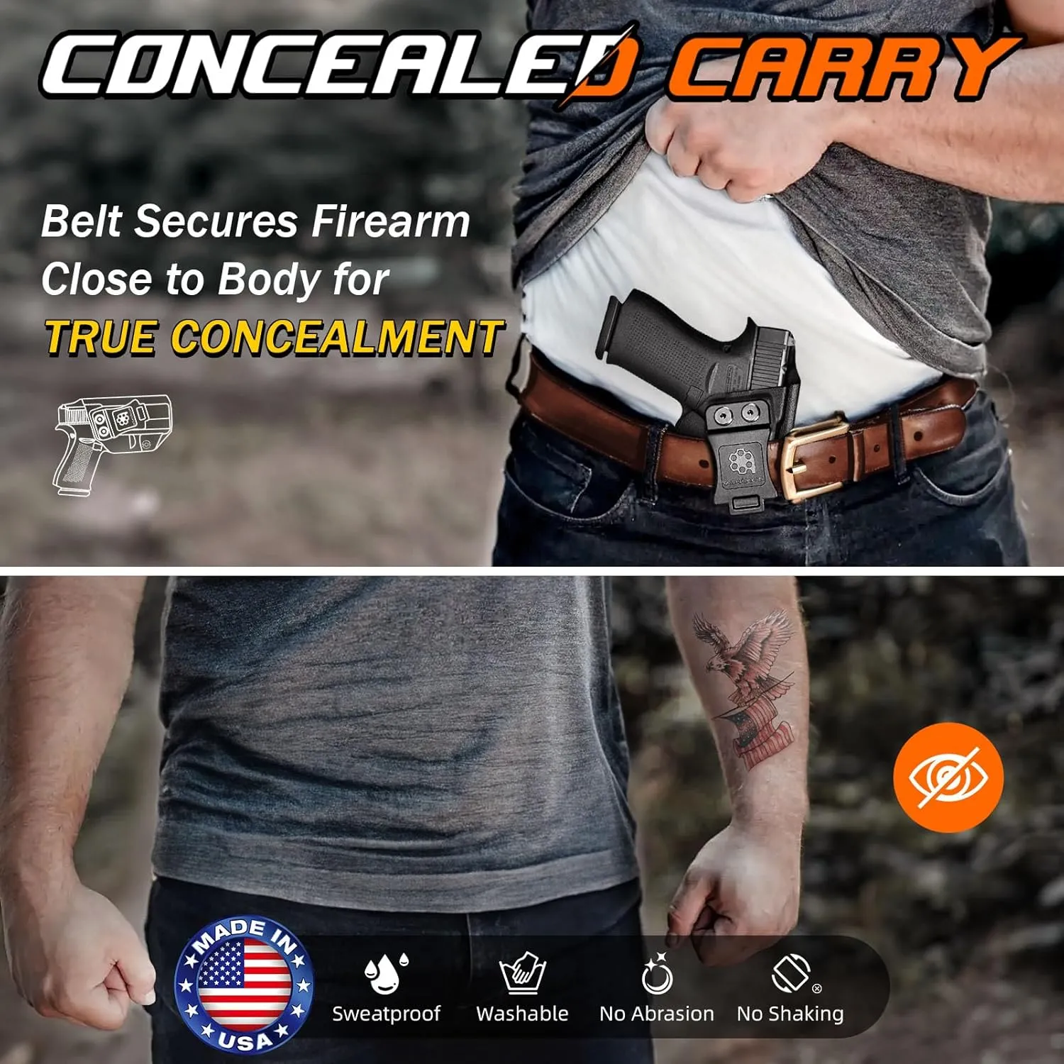 Ruger LCP 380 Holster IWB KYDEX Holster Fit: Ruger LCP 380 Pistol – Inside Waistband Concealed Carry – Adjustable Cant & 'Posi-Click' Retention – No Wear - No Jitter - US Made by Amberide