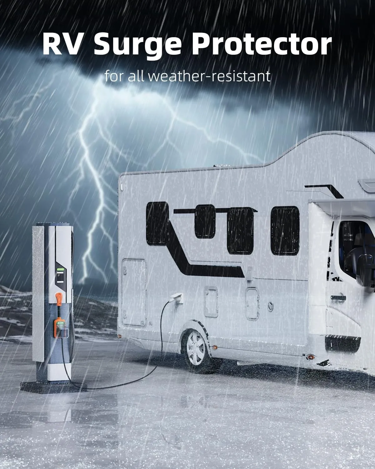 RV Surge Protector 50 Amp, 16000J Surge Protection RV Circuit Analyzer, Automatic Protect RV Electrical System with Waterproof Cover, RV Plug Electrical Adapter Protector for Camping, Travel Trailers