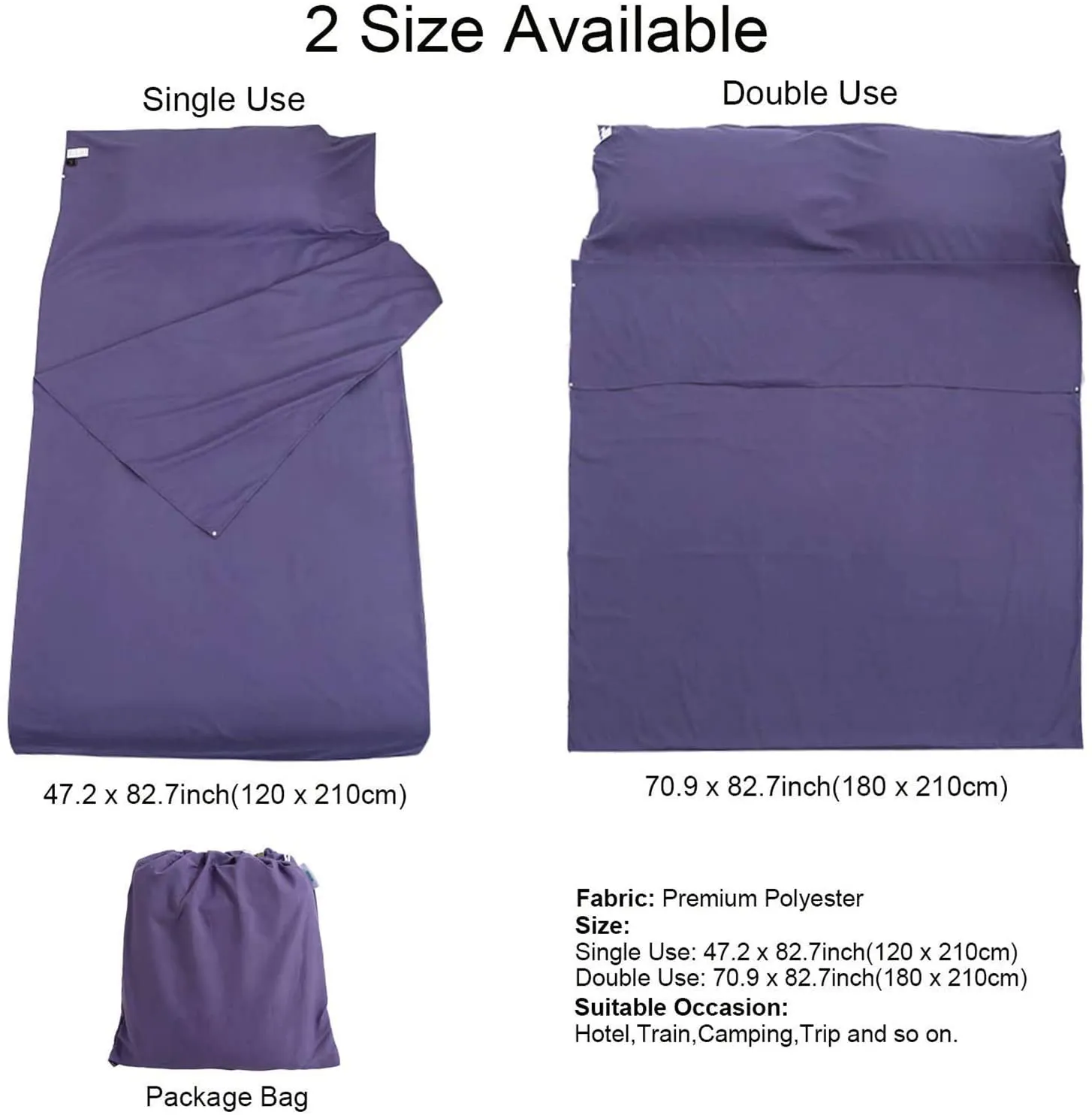 Rynx | Camping Sleeping Pad Lightweight Portable Clean Travel Sheet Bag for Hotel Train Trip Hiking Camping Outdoor Picnic