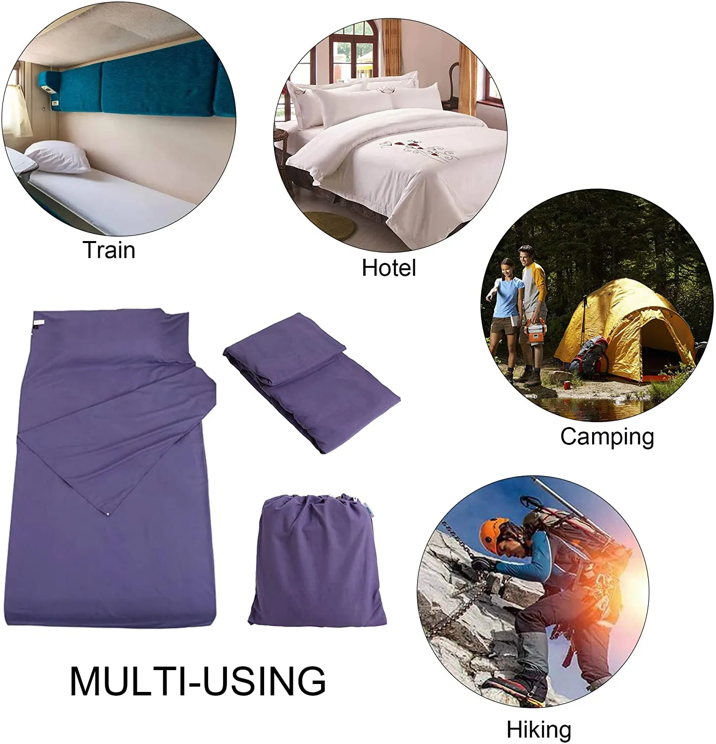 Rynx | Camping Sleeping Pad Lightweight Portable Clean Travel Sheet Bag for Hotel Train Trip Hiking Camping Outdoor Picnic