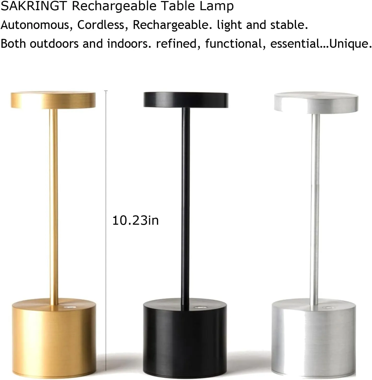 SAKRINGT Cordless Table Lamp Rechargeable,5000mAh Battery Operated Portable LED Table Light,Dimming Desk Lamp for Patio/Restaurant/Outdoor
