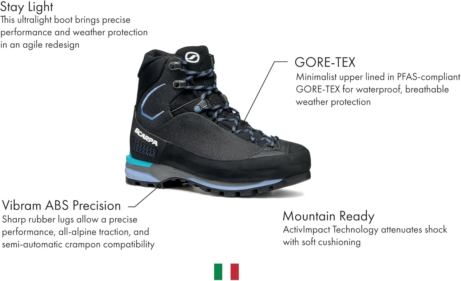 SCARPA Women's Zodiac Tech LT GTX Waterproof Gore-Tex Hiking, Trekking, & Mountaineering Boots