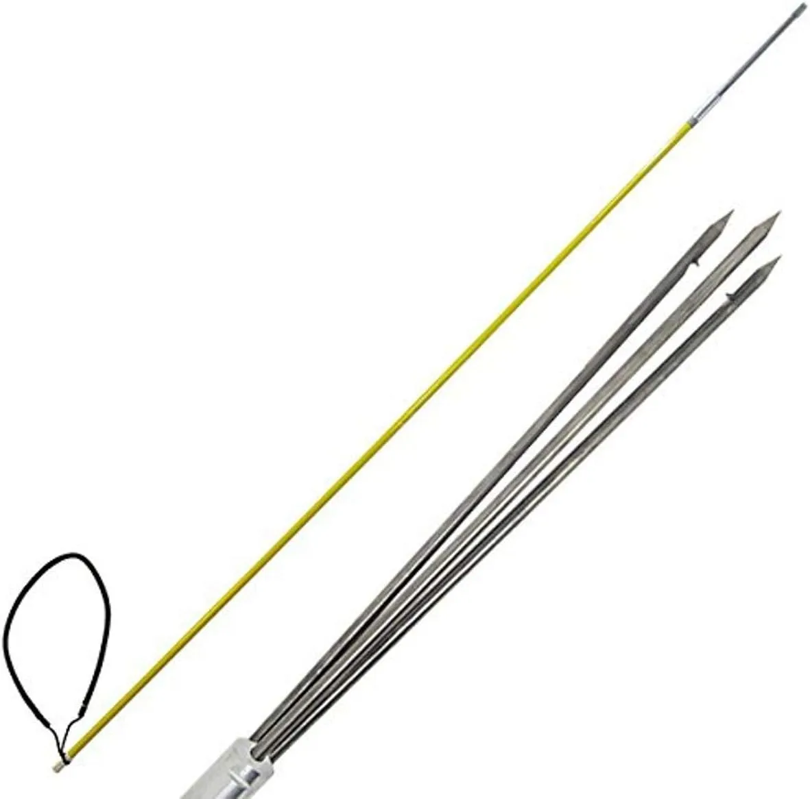 Scuba Choice 5' One-Piece Fiber Glass Spearfishing Pole with 12" Stainless Steel 3-Prong Paralyzer Tip & Black Rubber Sling – Durable, Lightweight Precision Tool for Saltwater & Freshwater Hunting