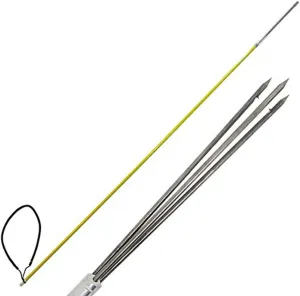 Scuba Choice 5' One-Piece Fiber Glass Spearfishing Pole with 12" Stainless Steel 3-Prong Paralyzer Tip & Black Rubber Sling – Durable, Lightweight Precision Tool for Saltwater & Freshwater Hunting