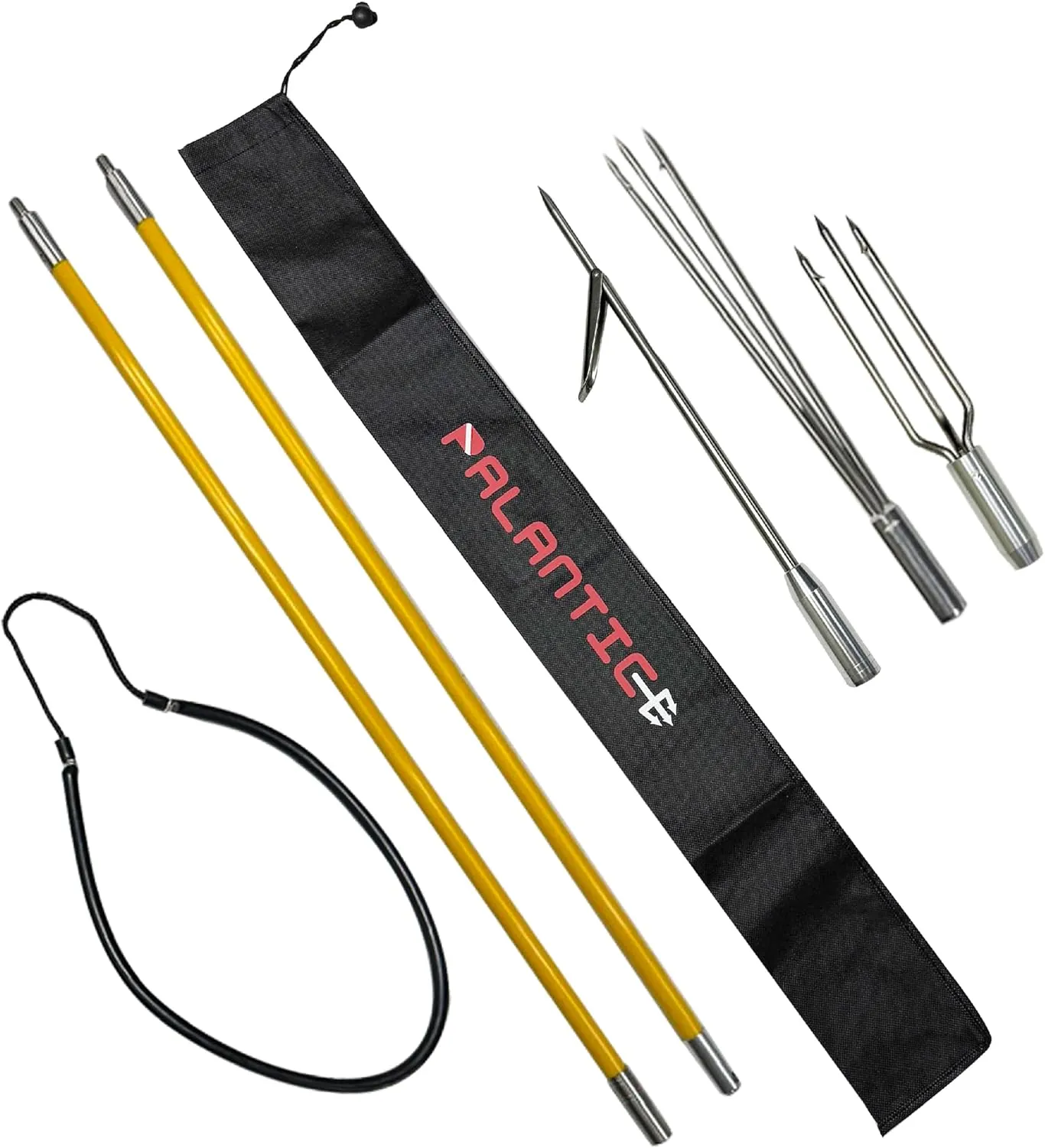 Scuba Choice Spearfishing 5' Fiberglass Travel Hawaiian Sling Pole Spear - 2-Piece with 3 Tips Set (12" Paralyzer & Lionfish Tip) | Durable Lightweight, Includes Black Rubber Carry Bag