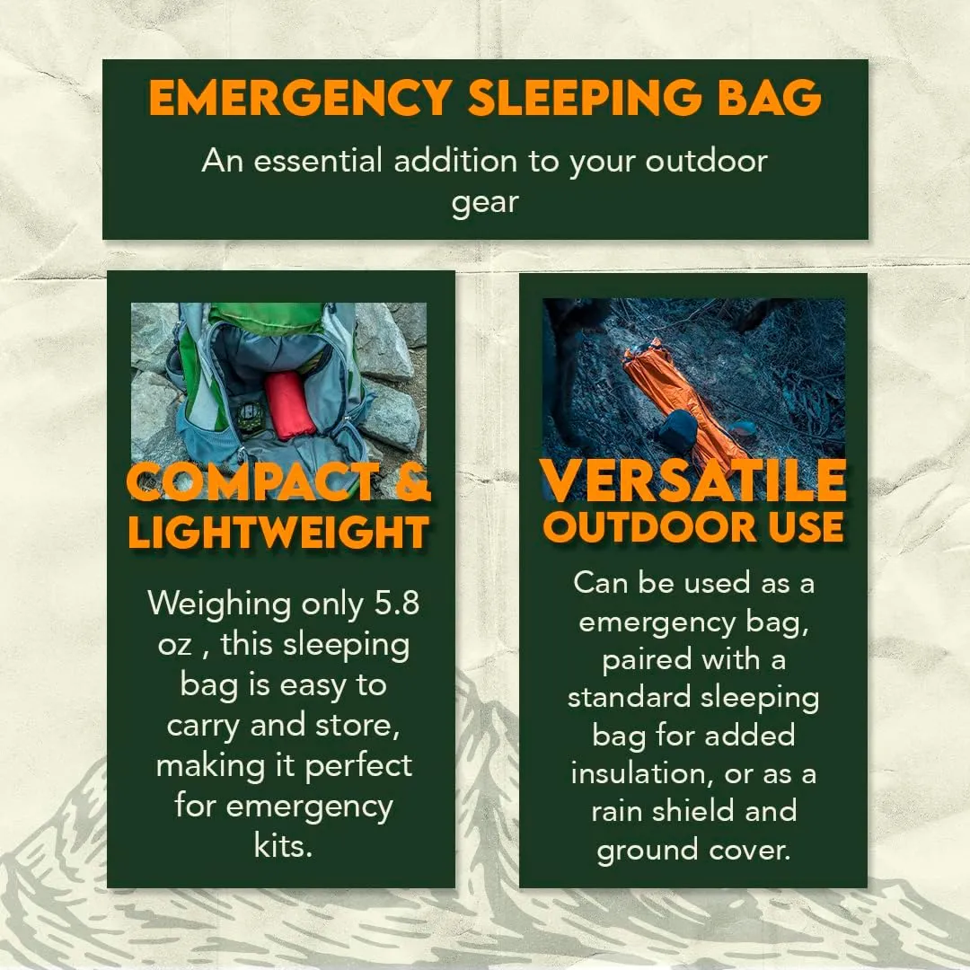 SE Emergency Sleeping Bag - Heavy Duty - Bivvy Thermal Sleeping Bag Camping and Survival Gear - Winter and Cold Survival Emergency Outdoor Sleeping Bag - EB122OR