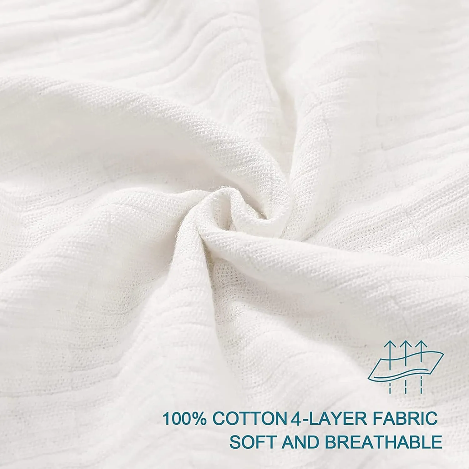SE SOFTEXLY Muslin Cotton Blanket,100% Cotton Throw Blankets for Couch Bed,4-Layer Gauze Breathable Blanket for All Season,Soft and Lightweight Muslin Blankets Full/Queen Size(80"x90", Cream White)
