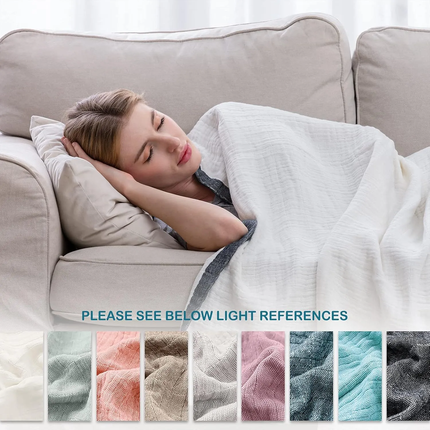 SE SOFTEXLY Muslin Cotton Blanket,100% Cotton Throw Blankets for Couch Bed,4-Layer Gauze Breathable Blanket for All Season,Soft and Lightweight Muslin Blankets Full/Queen Size(80"x90", Cream White)