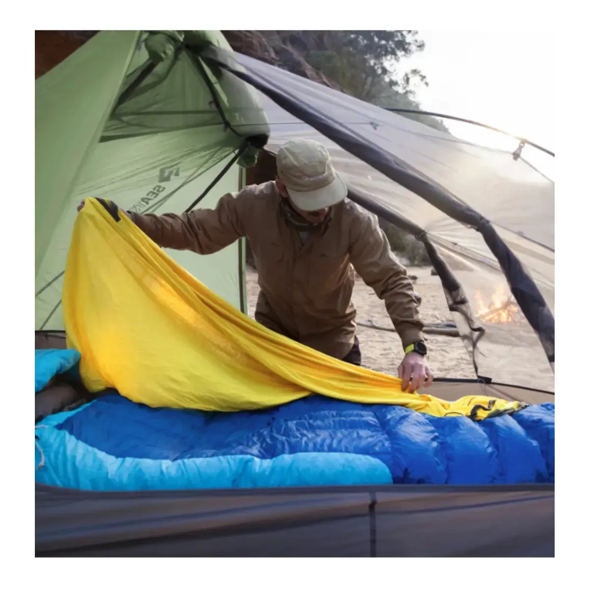 Sea To Summit Reactor Sleeping Bag Liner - Compact Mummy with Drawcord - Yellow