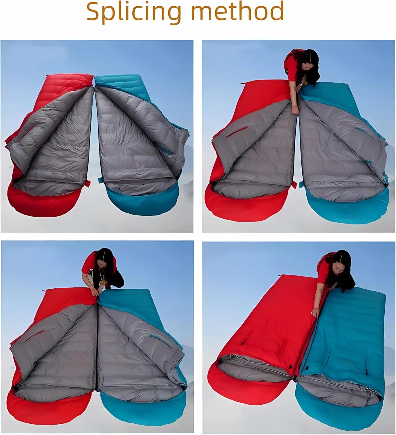 Seasons Outdoor Camping Sleeping Bags Can be Joined Together Sleeping Bags for Adult Thickened Down Sleeping Bags for Cold Protection and Warmth Preservation
