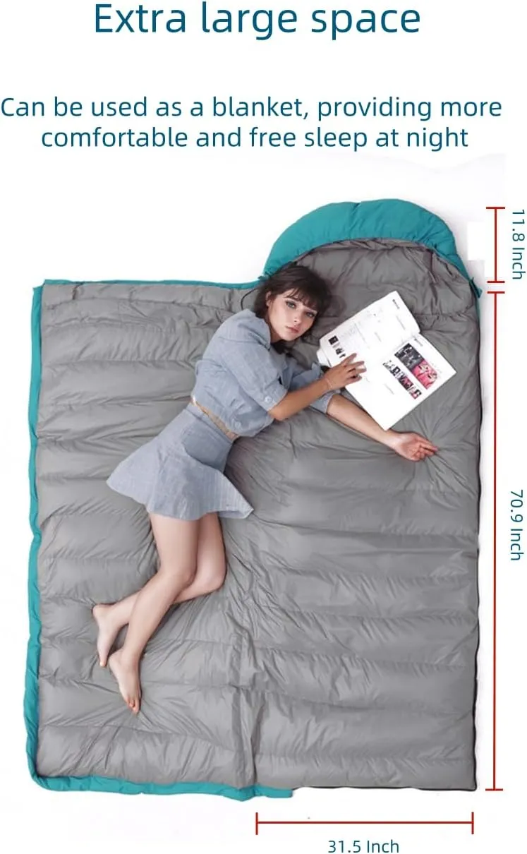 Seasons Outdoor Camping Sleeping Bags Can be Joined Together Sleeping Bags for Adult Thickened Down Sleeping Bags for Cold Protection and Warmth Preservation