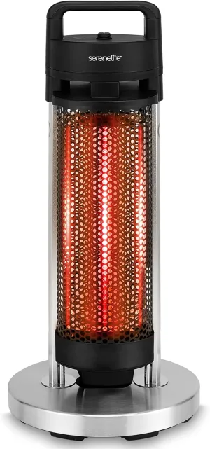 SereneLife Infrared Patio Heater, 900W Electric Heater with Remote, 360° Tip-Over Safety Switch, IP44 Approved, Indoor/Outdoor for Patio, Restaurant, Backyard, Garage, Decks
