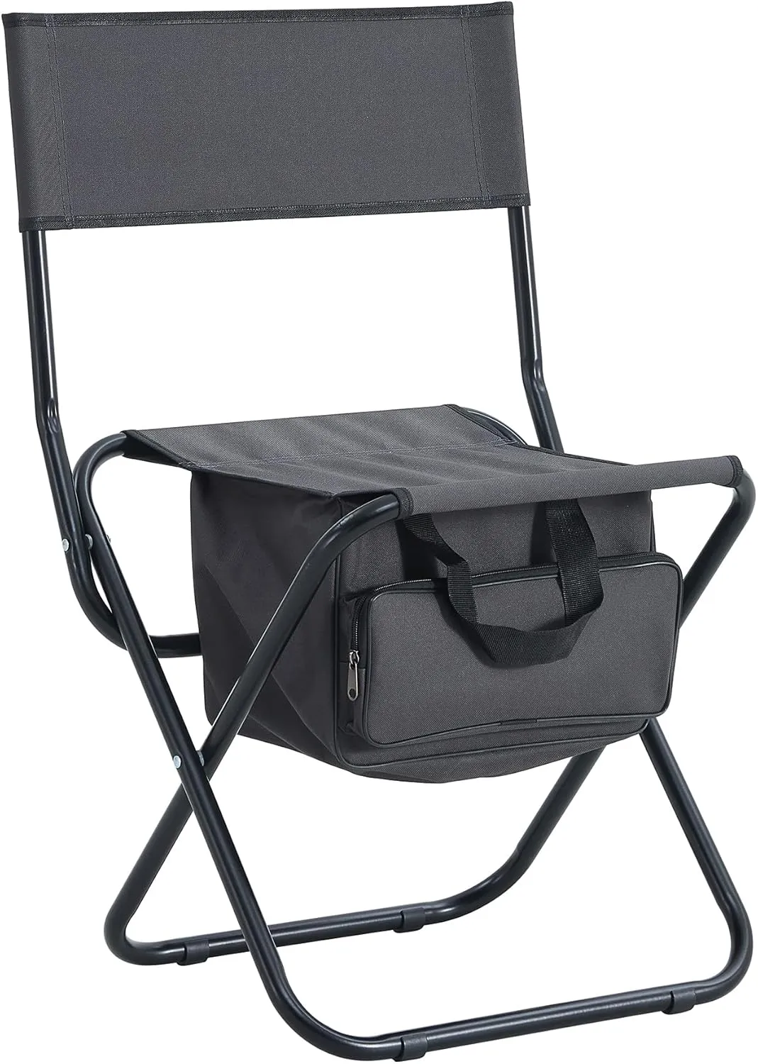 Set of 3 Folding Outdoor Table and Chairs for Camping, Picnics, and BBQ, Lightweight Aluminum and Steel, Black/Gray