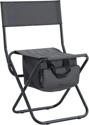 Set of 3 Folding Outdoor Table and Chairs for Camping, Picnics, and BBQ, Lightweight Aluminum and Steel, Black/Gray