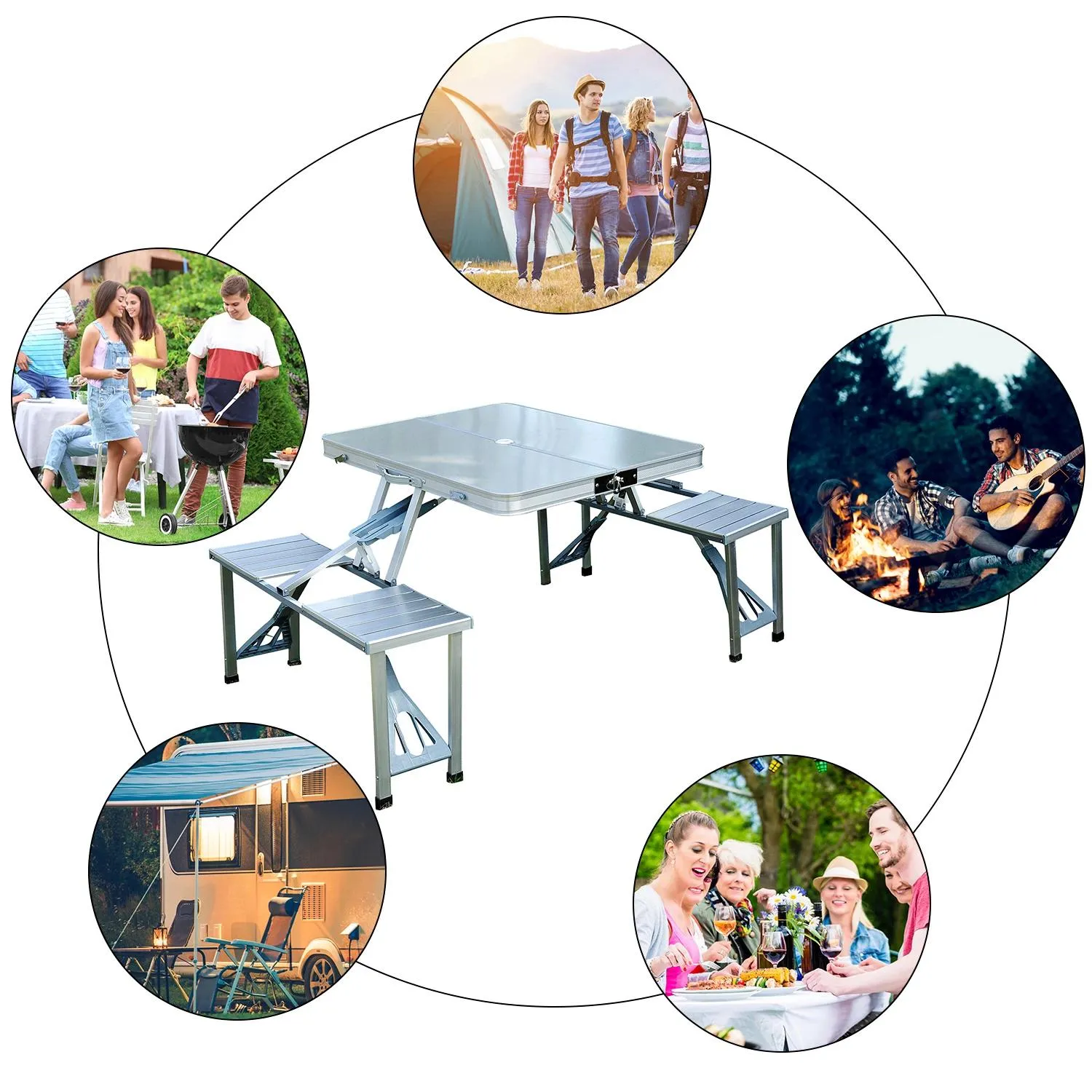 Set Outsunny Aluminum Verified seller Chair Picnic Portable Smart-connected