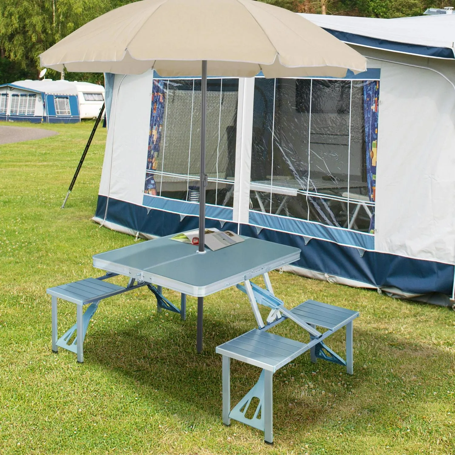 Set Outsunny Aluminum Verified seller Chair Picnic Portable Smart-connected