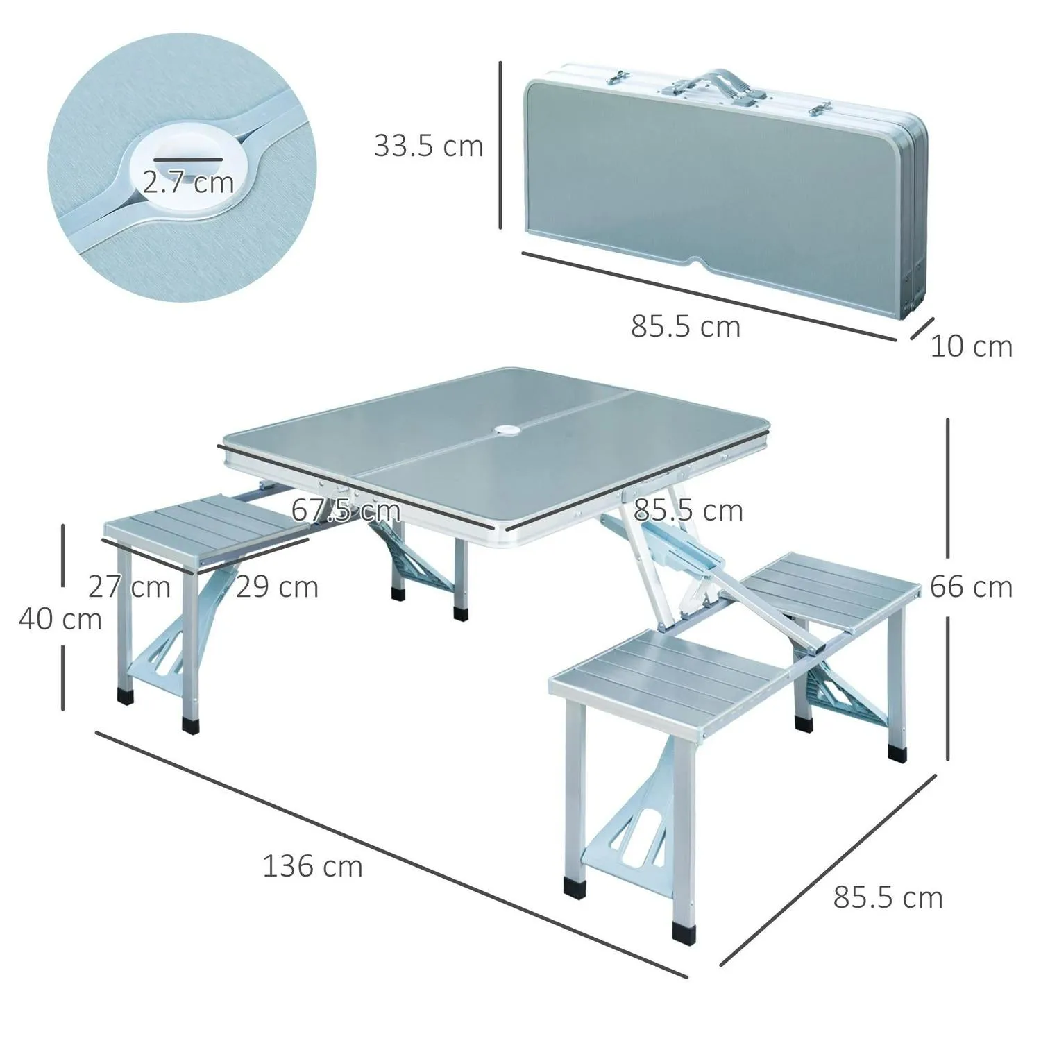 Set Outsunny Aluminum Verified seller Chair Picnic Portable Smart-connected